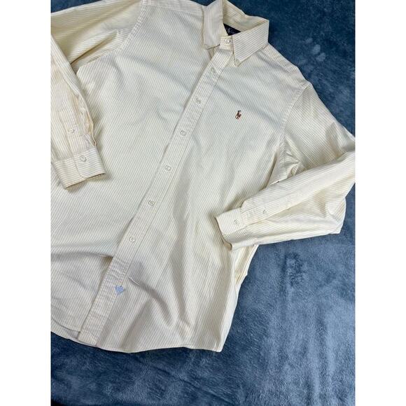 Ralph Lauren long sleeve dress shirt size medium yellow striped good condition - Picture 10 of 10